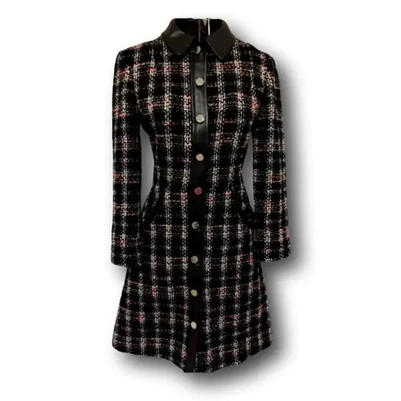 New Maje Paris Renafay Plaid Tweed Bouce Mini Dress Women’s Medium - Picture 1 of 15